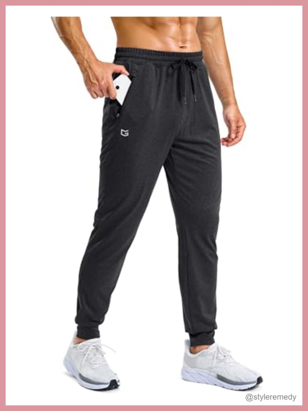 Men's Stretch Tapered Joggers Quick Dry Athletic Sweatpants with Zipper Pockets
